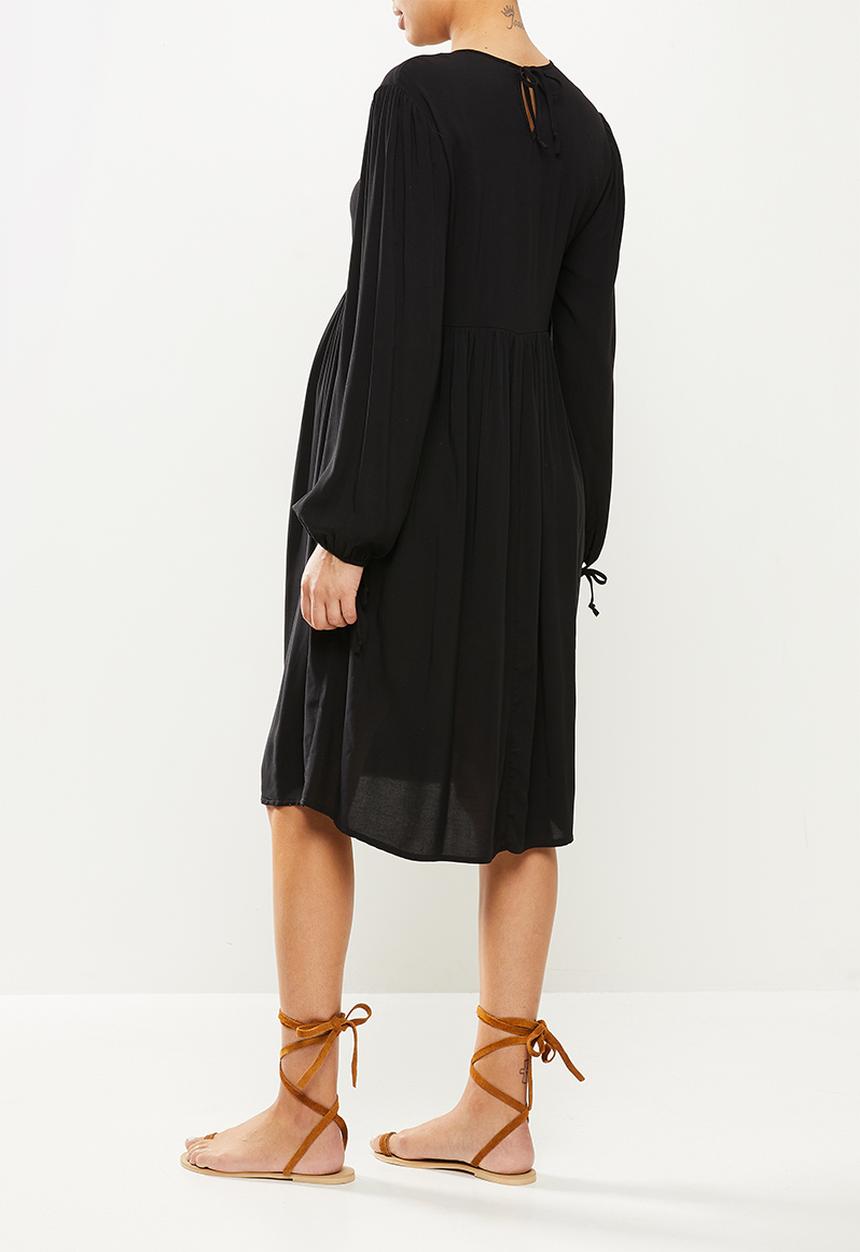 Superbalist - Tie balloon sleeve babydoll dress - black