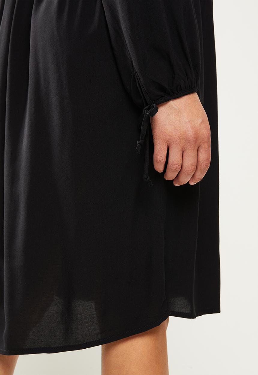 Superbalist - Tie balloon sleeve babydoll dress - black