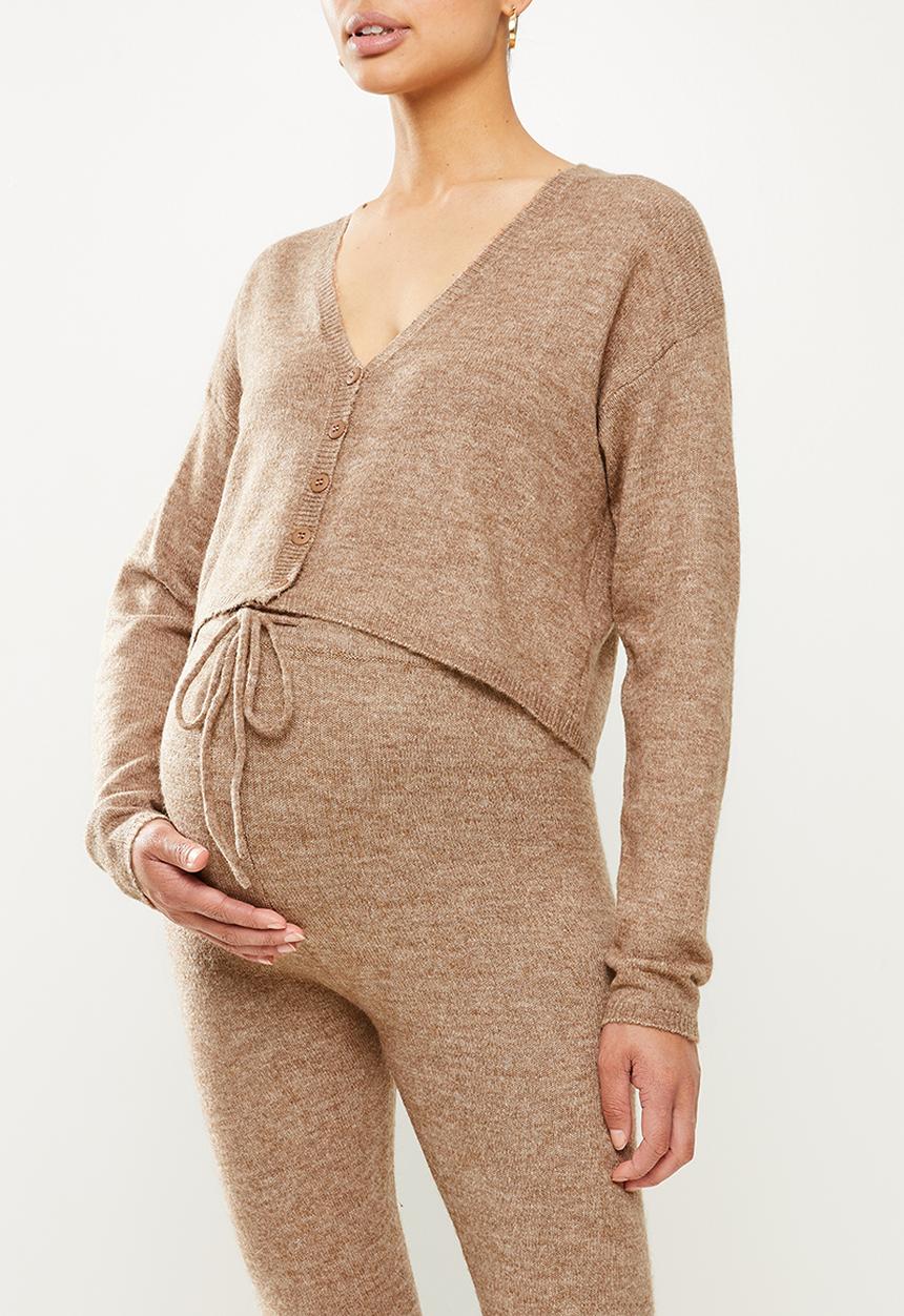 Cotton On - Maternity friendly recycled crop match back cardi - cocoa bean marle