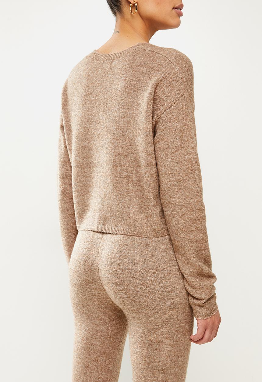 Cotton On - Maternity friendly recycled crop match back cardi - cocoa bean marle