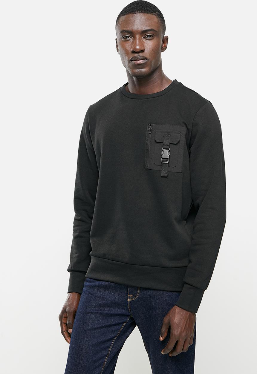 Brave Soul - Kravitz utility sweater - jet black