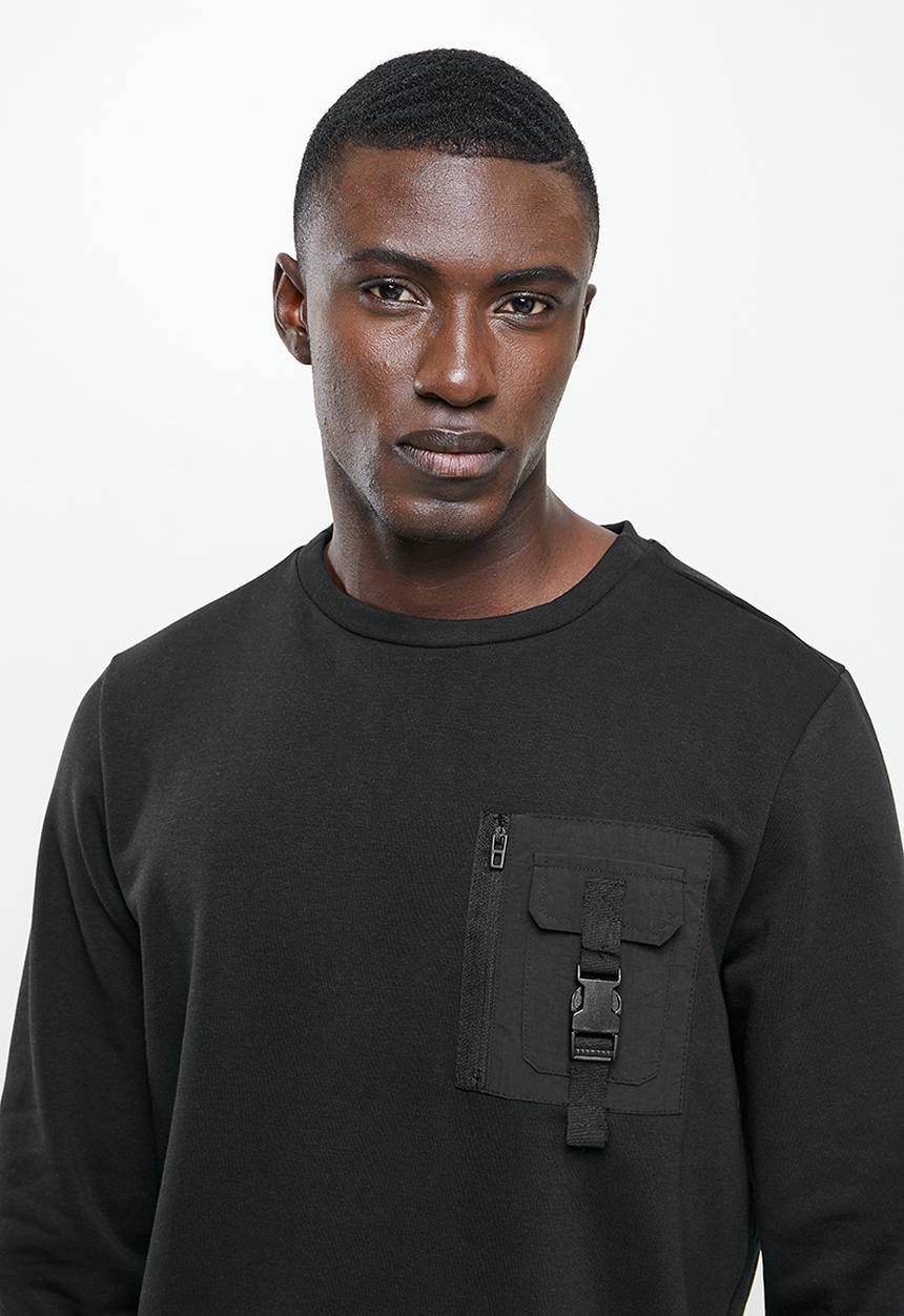 Brave Soul - Kravitz utility sweater - jet black
