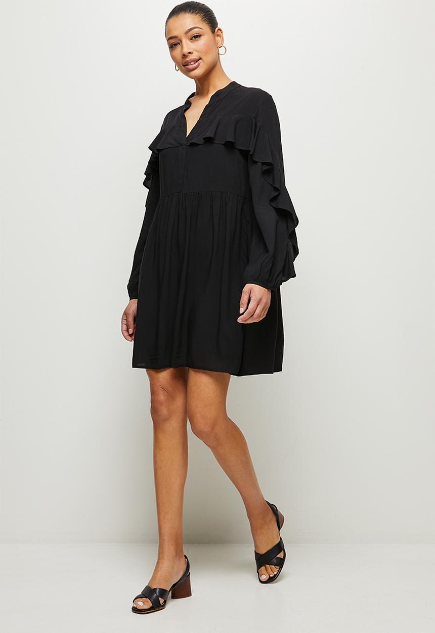MILLA - Ruffle sleeve mini shirt - black 