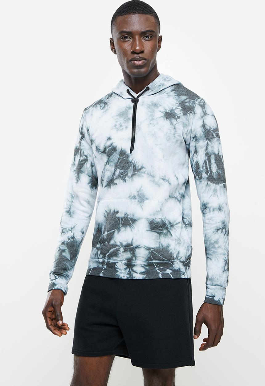 Brave Soul - Splatter tie dye hoodie - black & white 