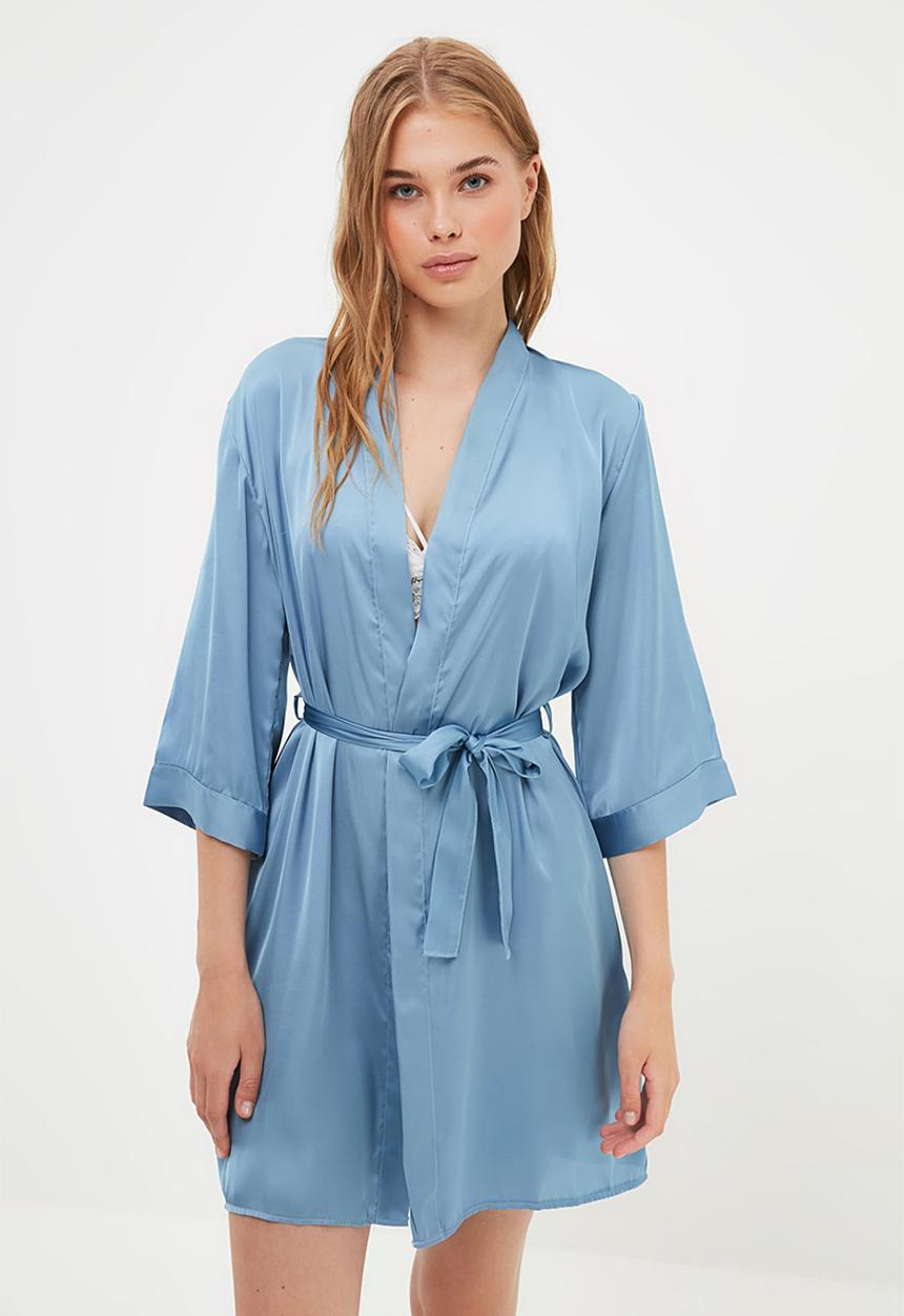Trendyol - Satin dressing gown - blue