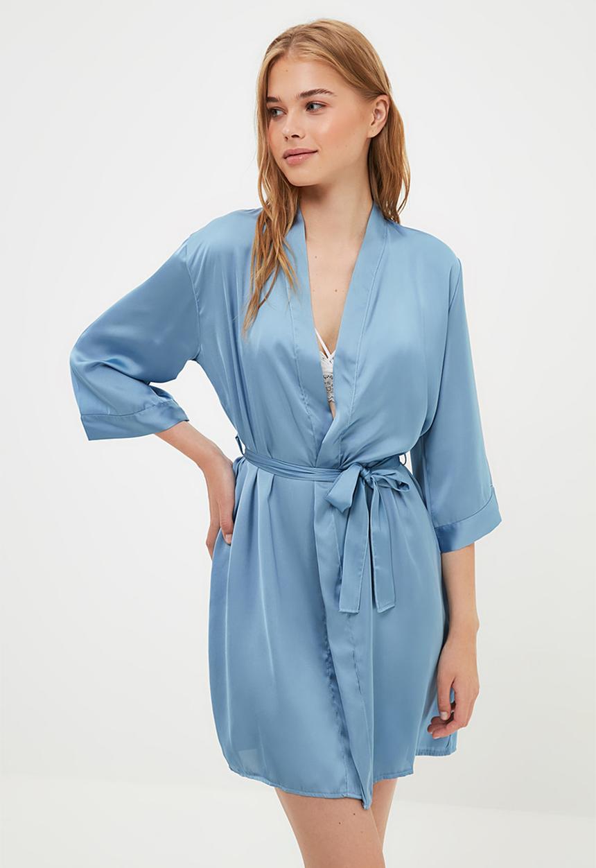 Trendyol - Satin dressing gown - blue