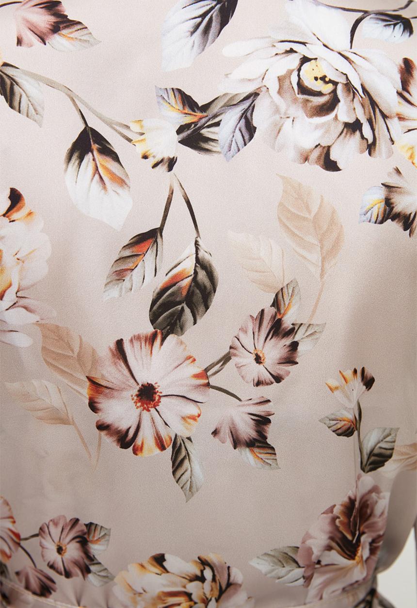 Trendyol - Floral patterned satin dressing gown - neutral