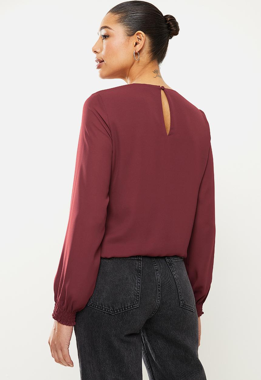 Vero Moda - Dorit long sleeve o-neck top - cabernet