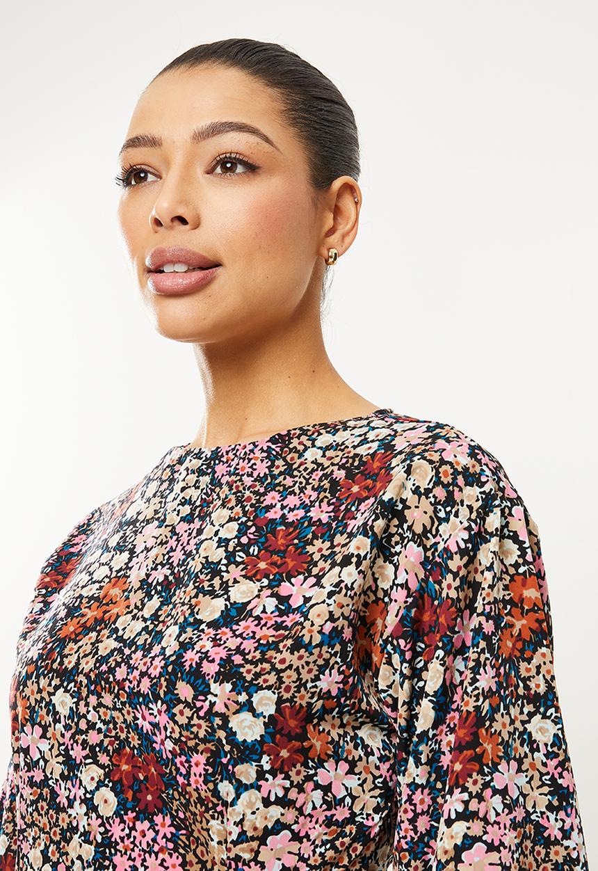 Vero Moda - Selma long sleeve short dress - wild rose