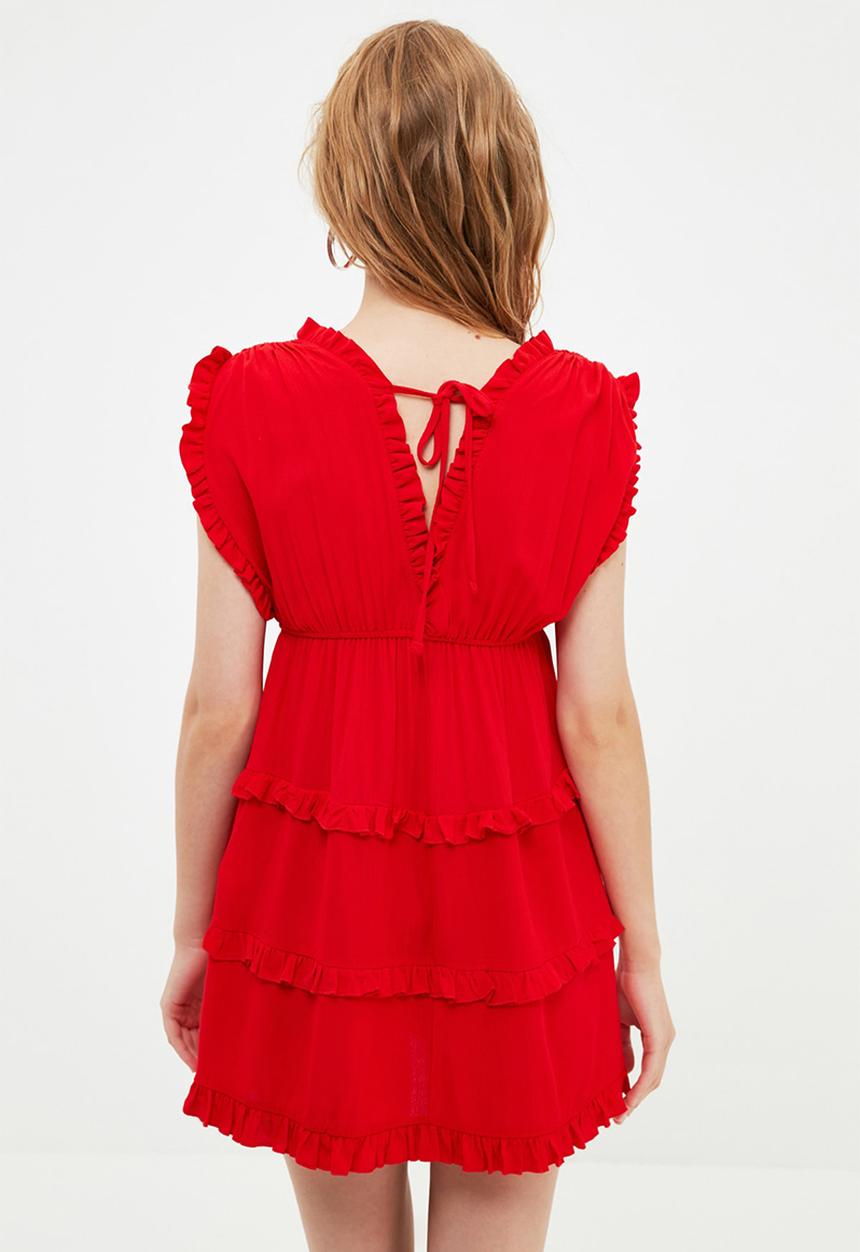 Trendyol - Ruffle detailed beach dress - red