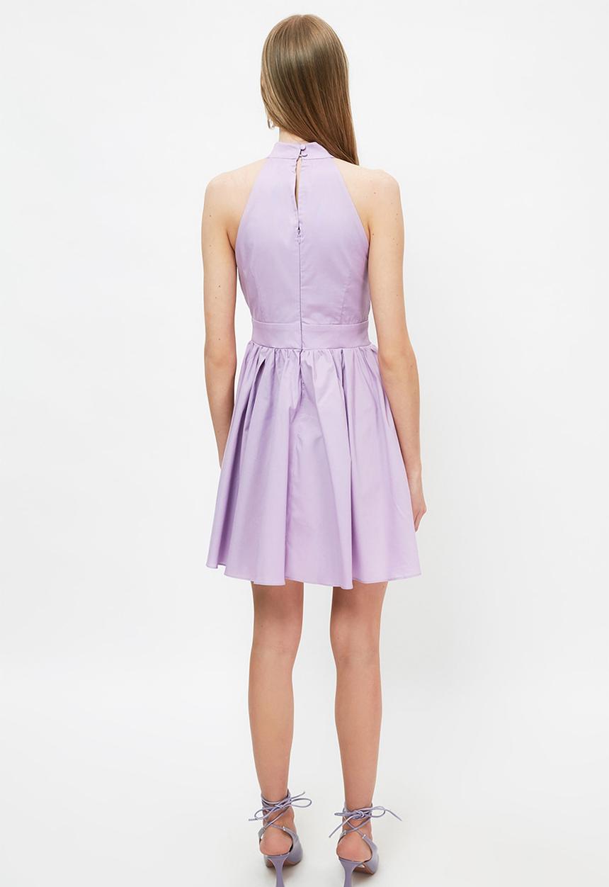 Trendyol - Halter neck ruffle dress - purple