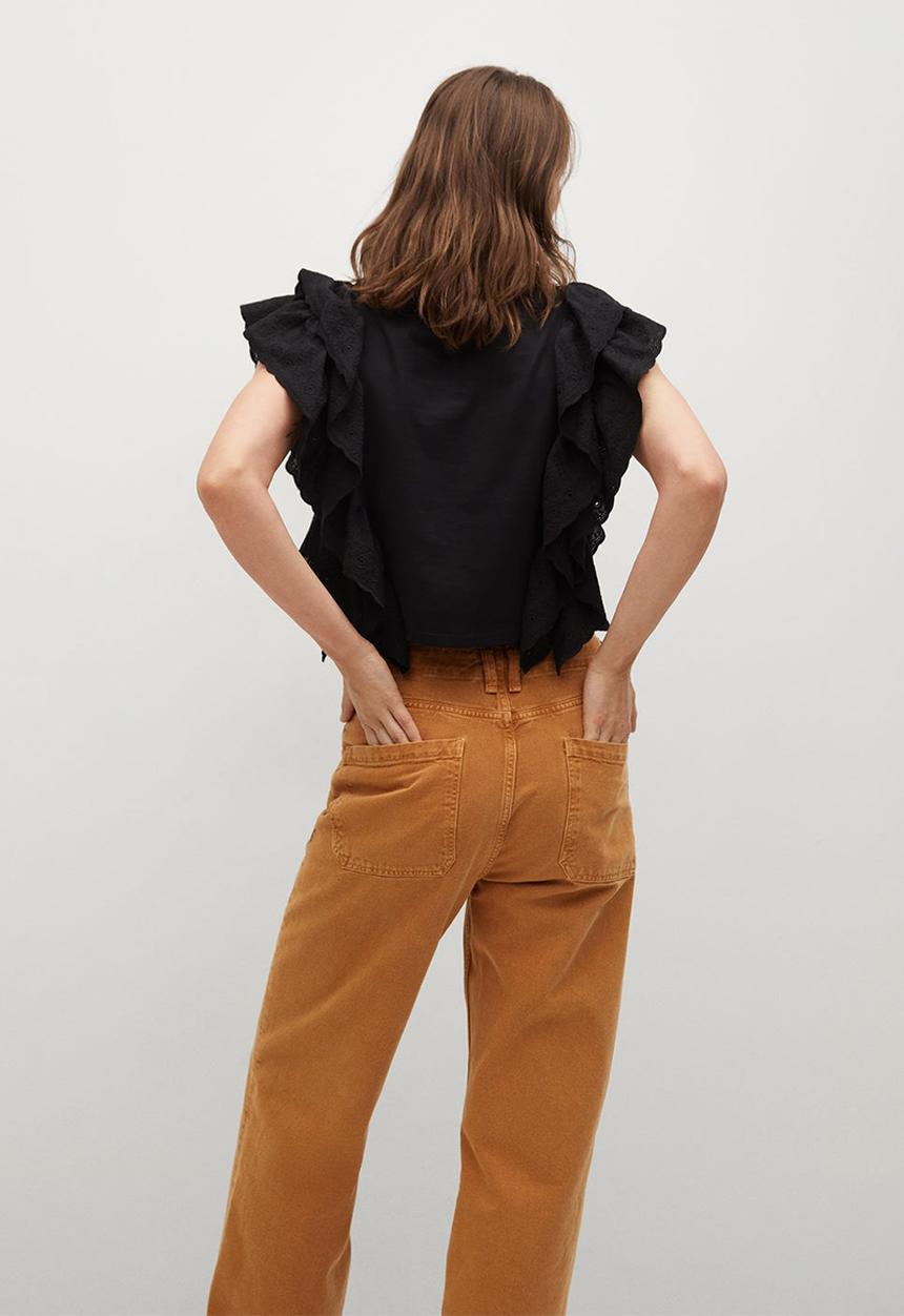MANGO - T-shirt anis - black