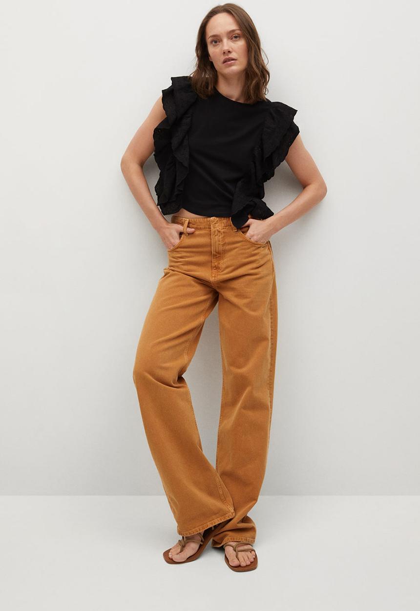 MANGO - T-shirt anis - black
