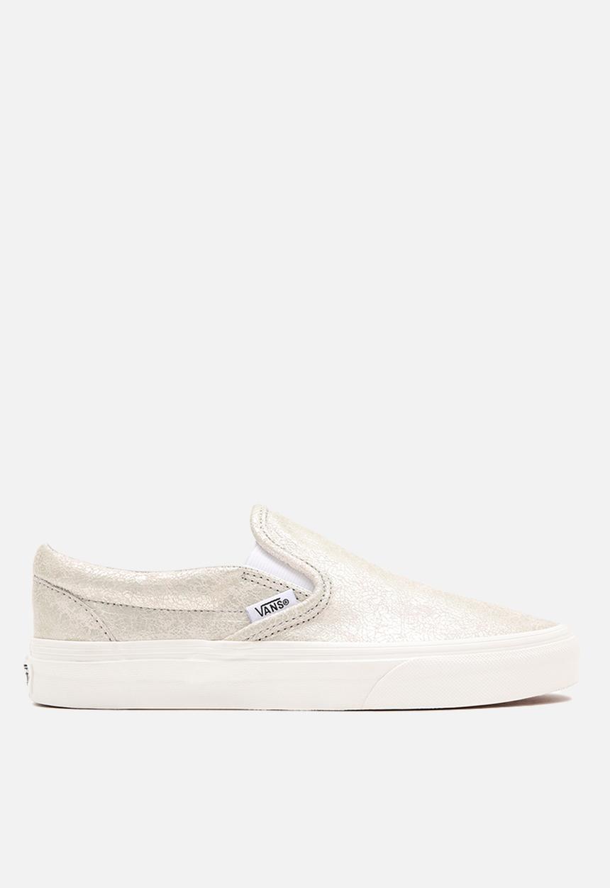 Vans - Classic slip-on - (cracked leather) silver/blanc de blanc