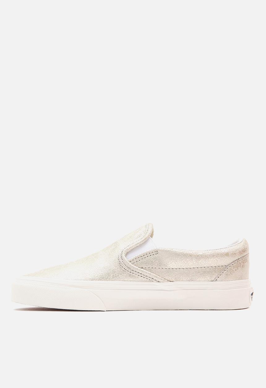 Vans - Classic slip-on - (cracked leather) silver/blanc de blanc