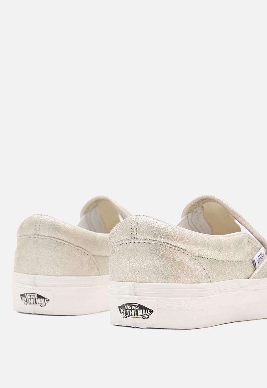 Vans - Classic slip-on - (cracked leather) silver/blanc de blanc