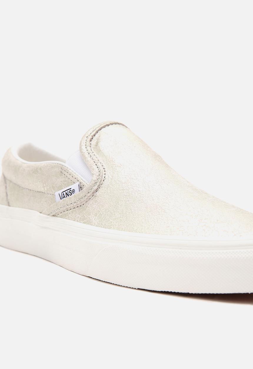 Vans - Classic slip-on - (cracked leather) silver/blanc de blanc