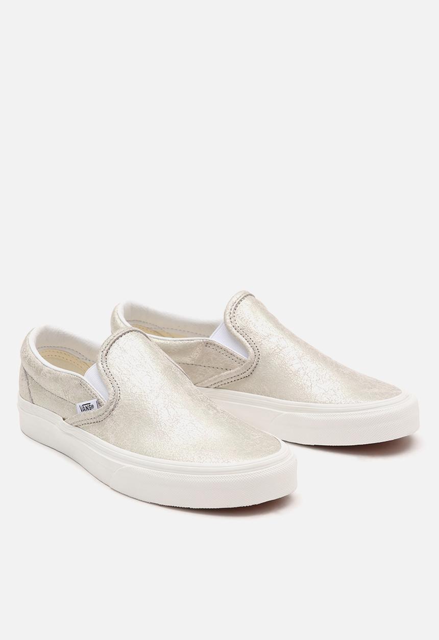 Vans - Classic slip-on - (cracked leather) silver/blanc de blanc
