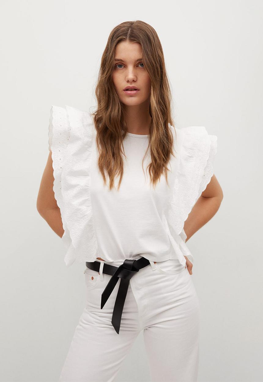 MANGO - T-shirt anis - white