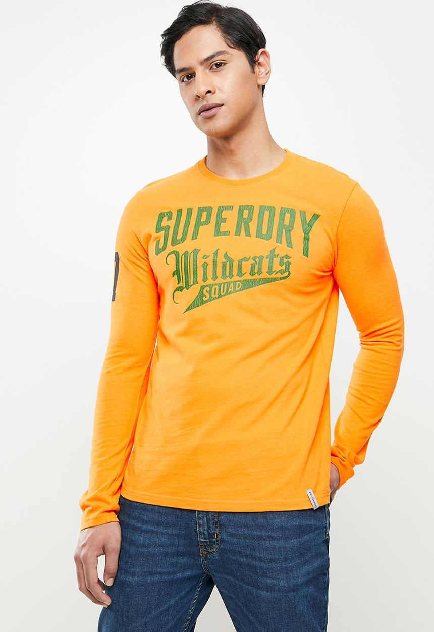 Superdry. - Collegiate graphic long sleeve top - alaska gold