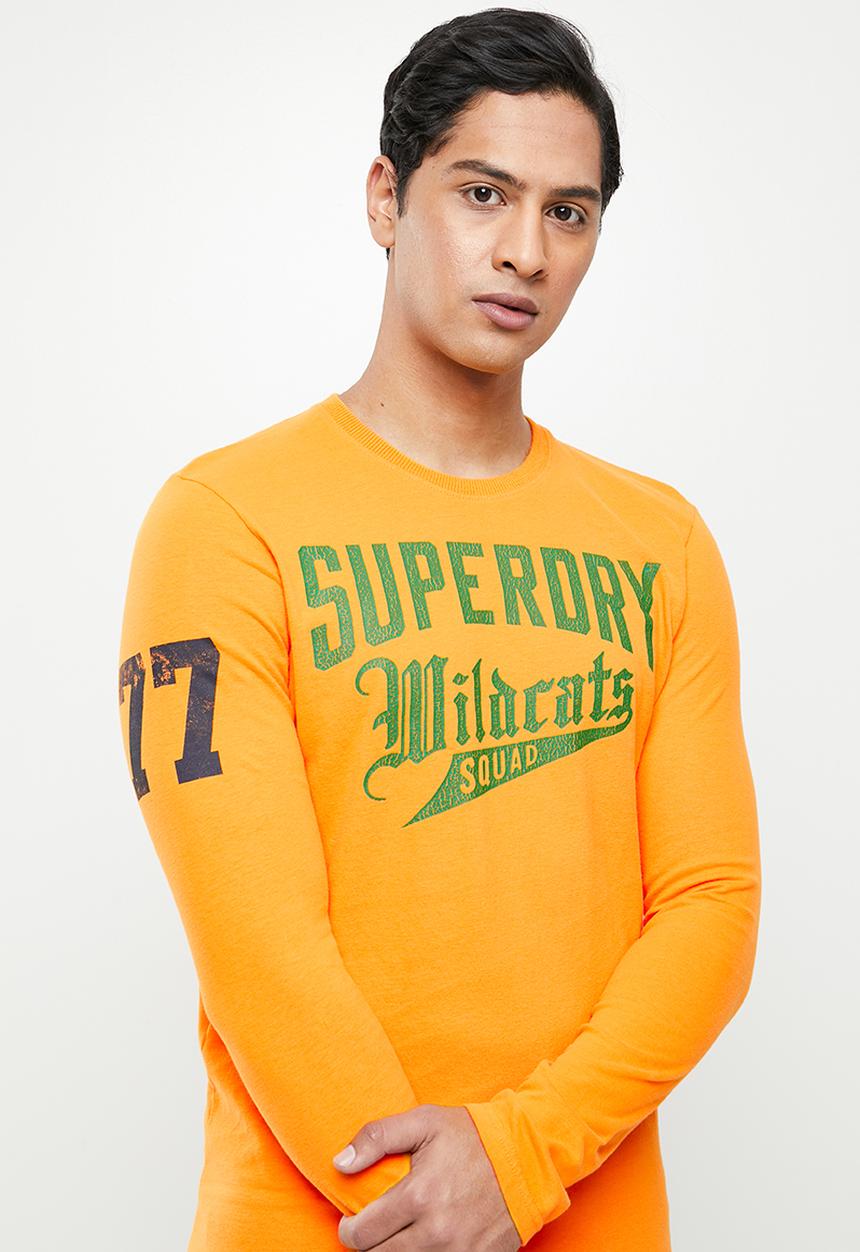 Superdry. - Collegiate graphic long sleeve top - alaska gold