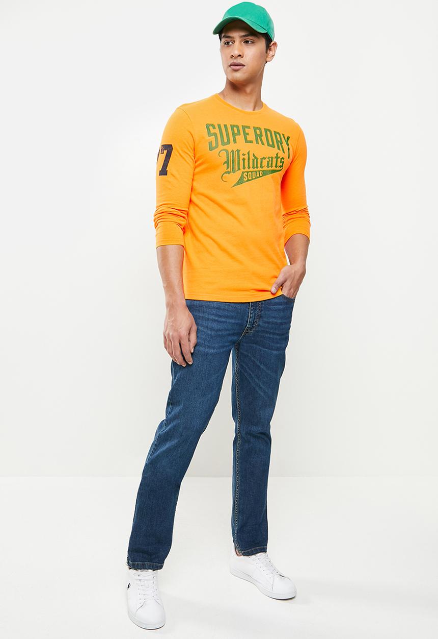 Superdry. - Collegiate graphic long sleeve top - alaska gold