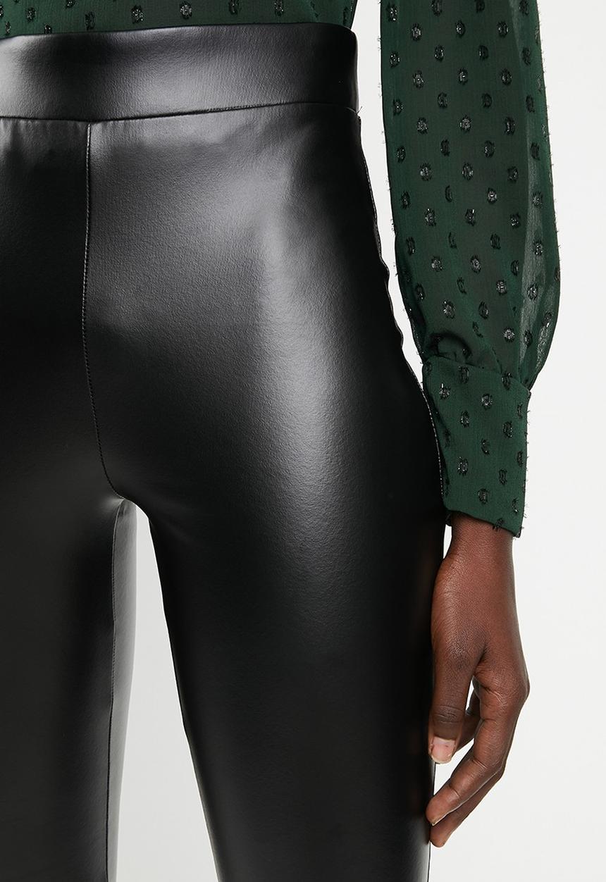 Blake - Pu pull on leggings - black