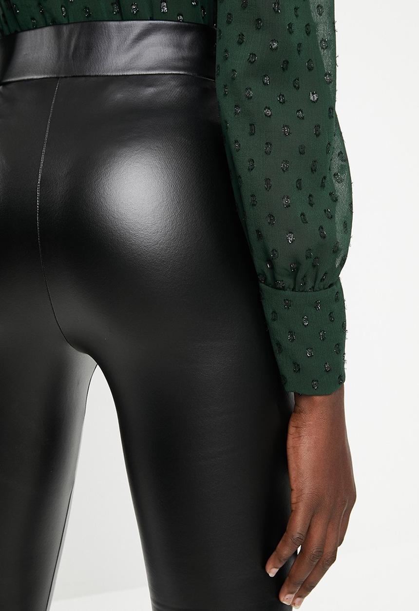 Blake - Pu pull on leggings - black