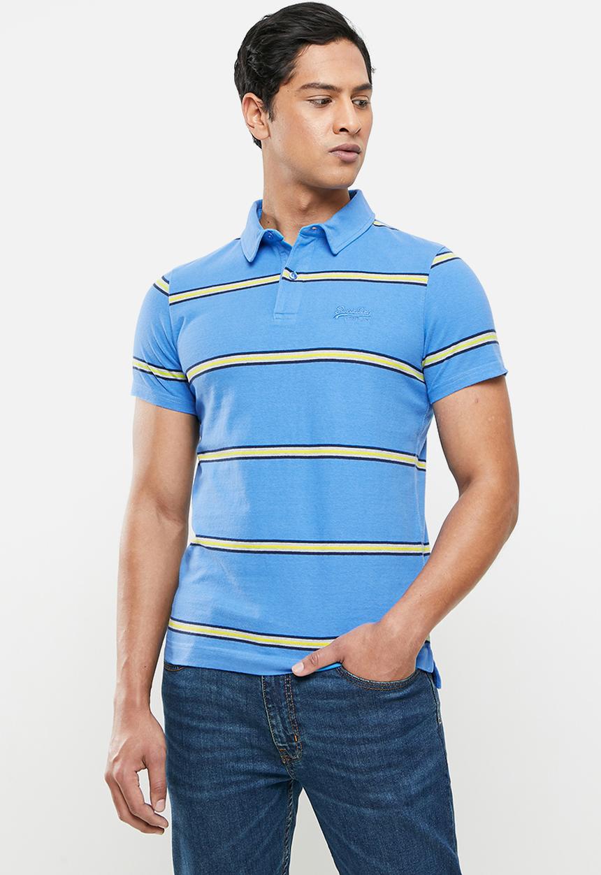 Superdry. - Academy stripe polo - neptune blue stripe