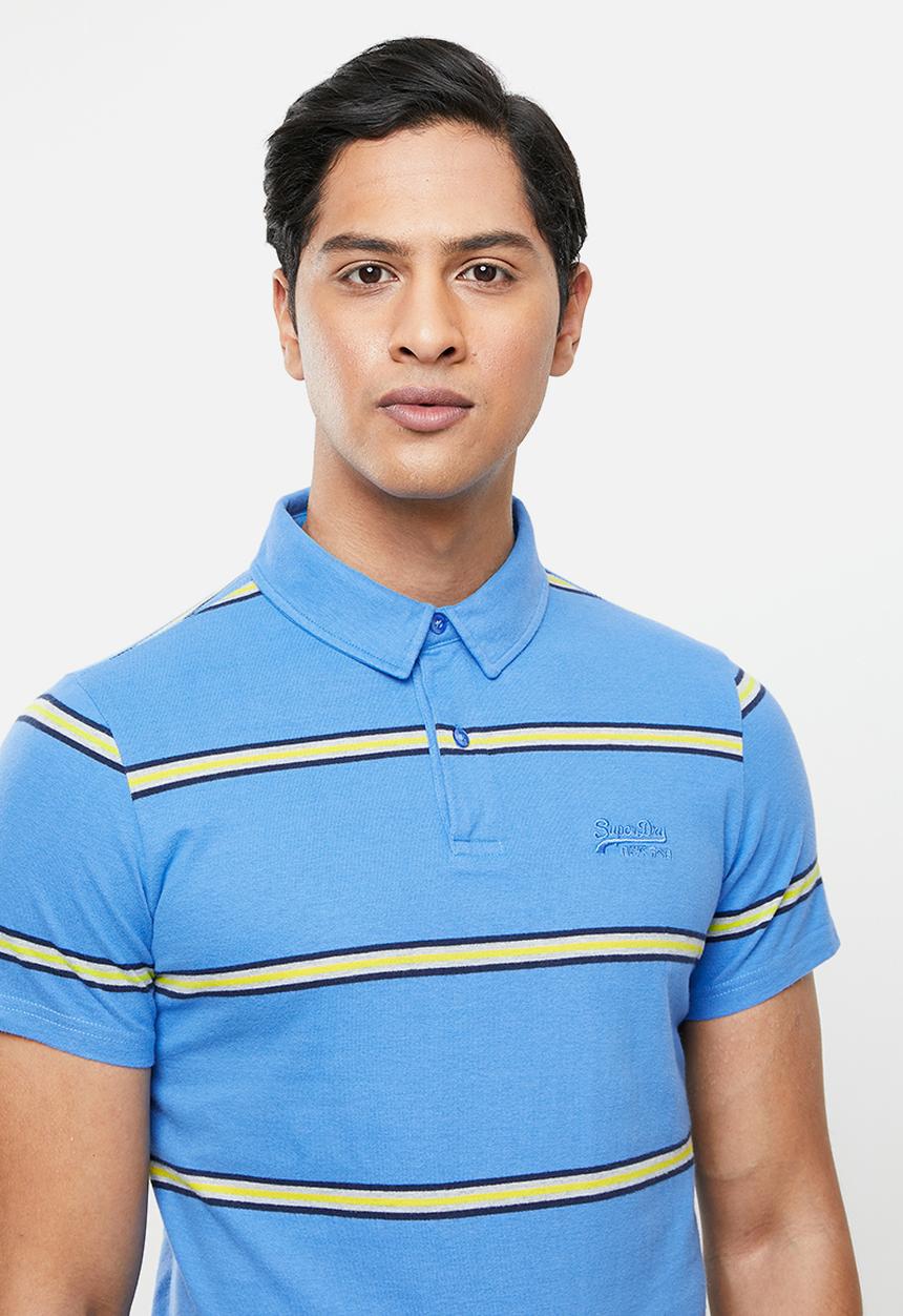 Superdry. - Academy stripe polo - neptune blue stripe