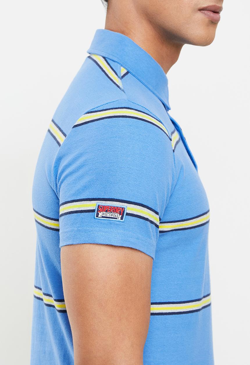 Superdry. - Academy stripe polo - neptune blue stripe