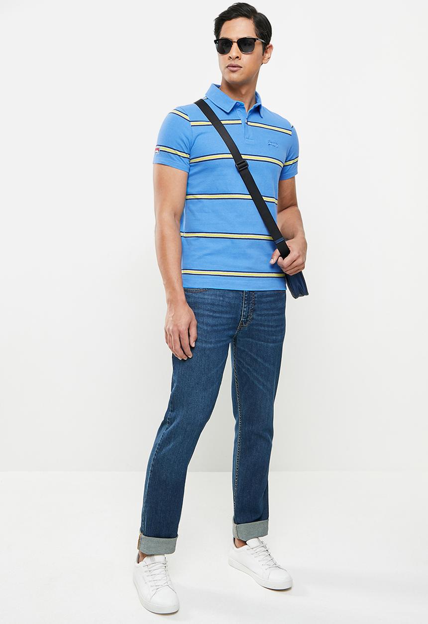Superdry. - Academy stripe polo - neptune blue stripe