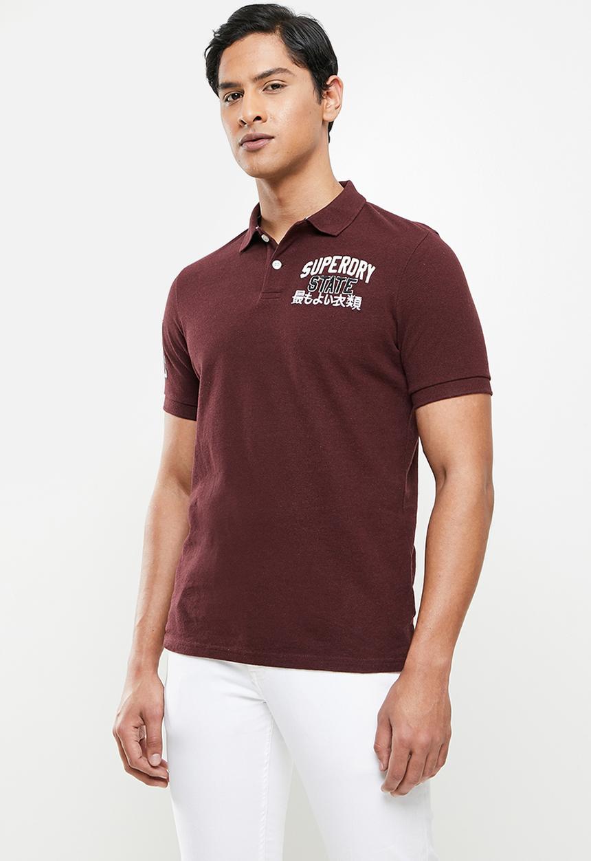 Superdry. - Classic superstate polo - burgundy
