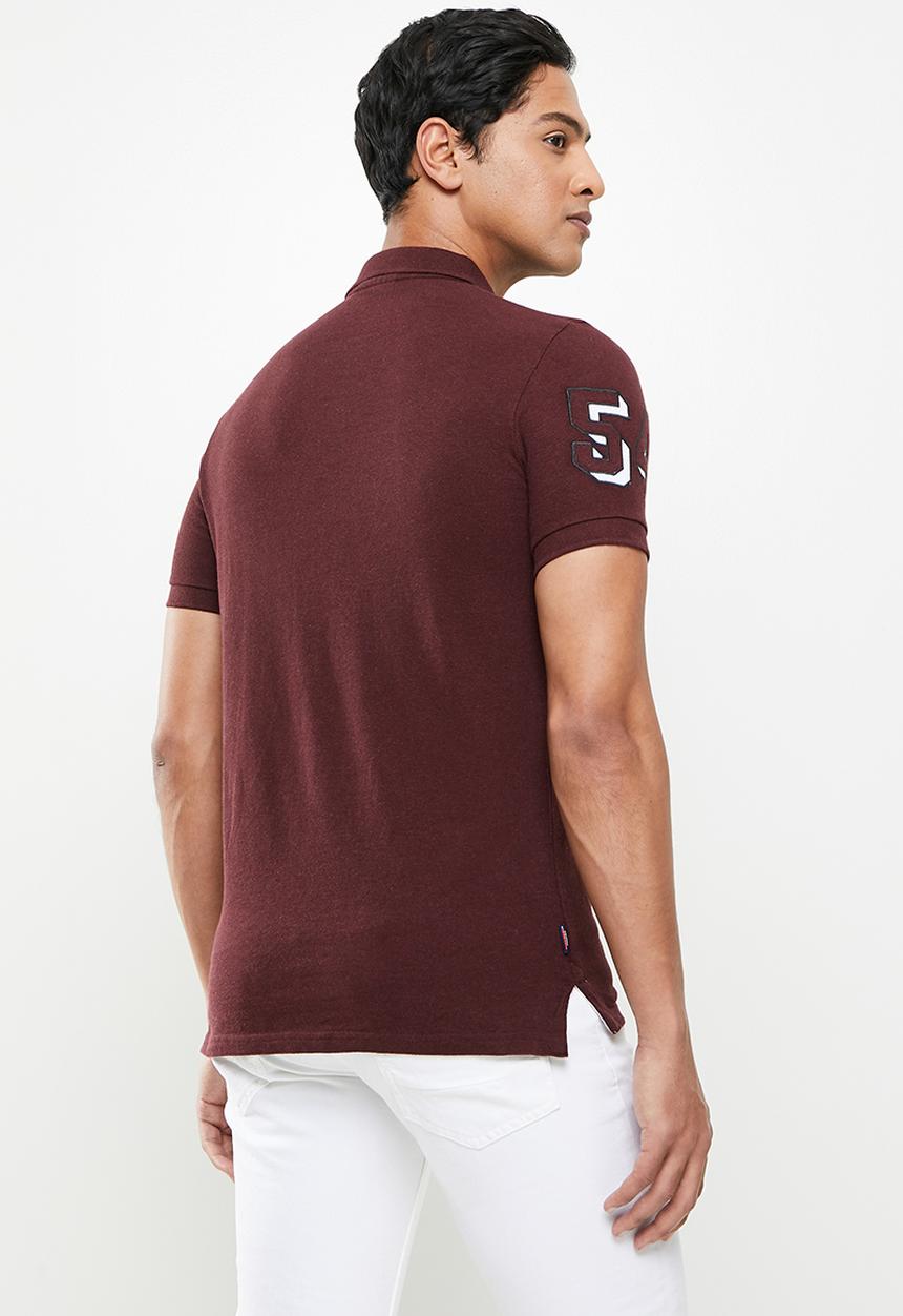 Superdry. - Classic superstate polo - burgundy