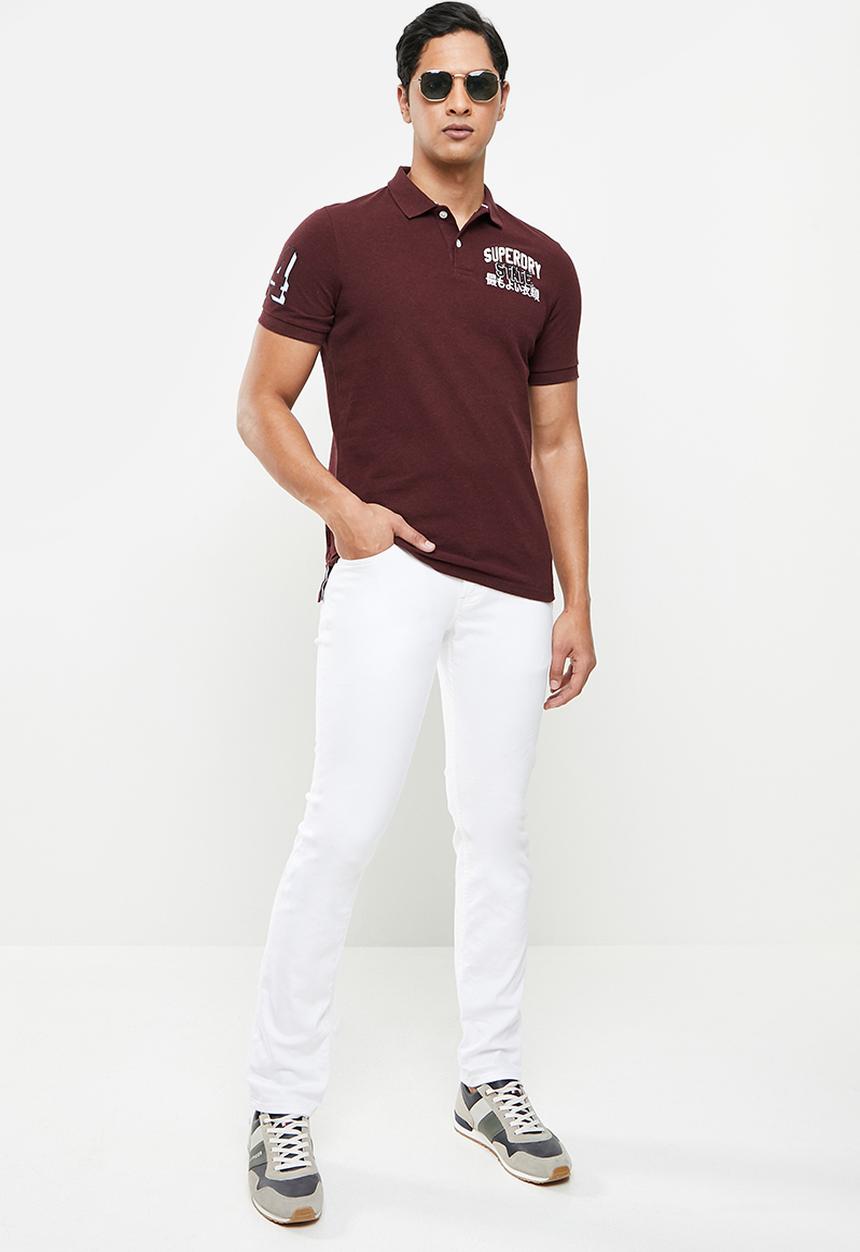 Superdry. - Classic superstate polo - burgundy