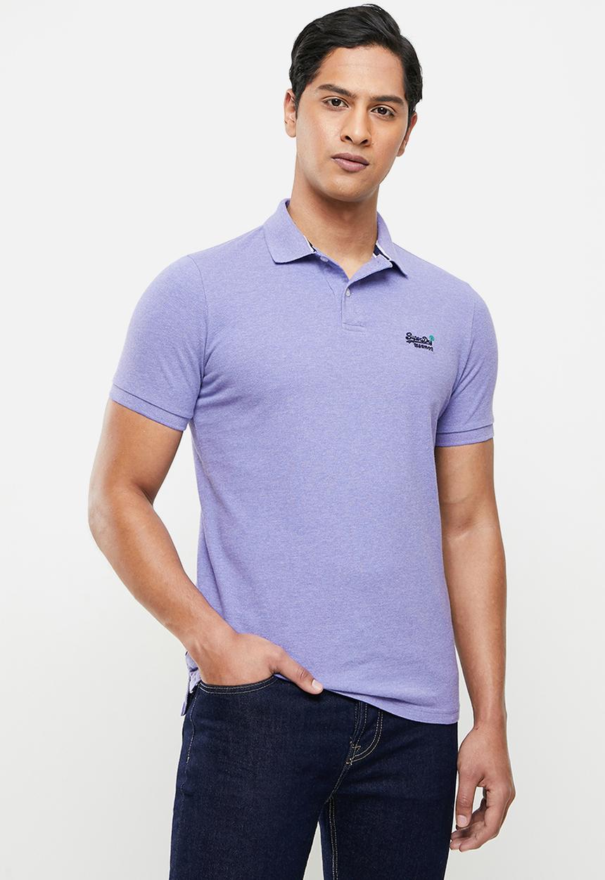 Superdry. - Classic pique polo - notch lavender marl