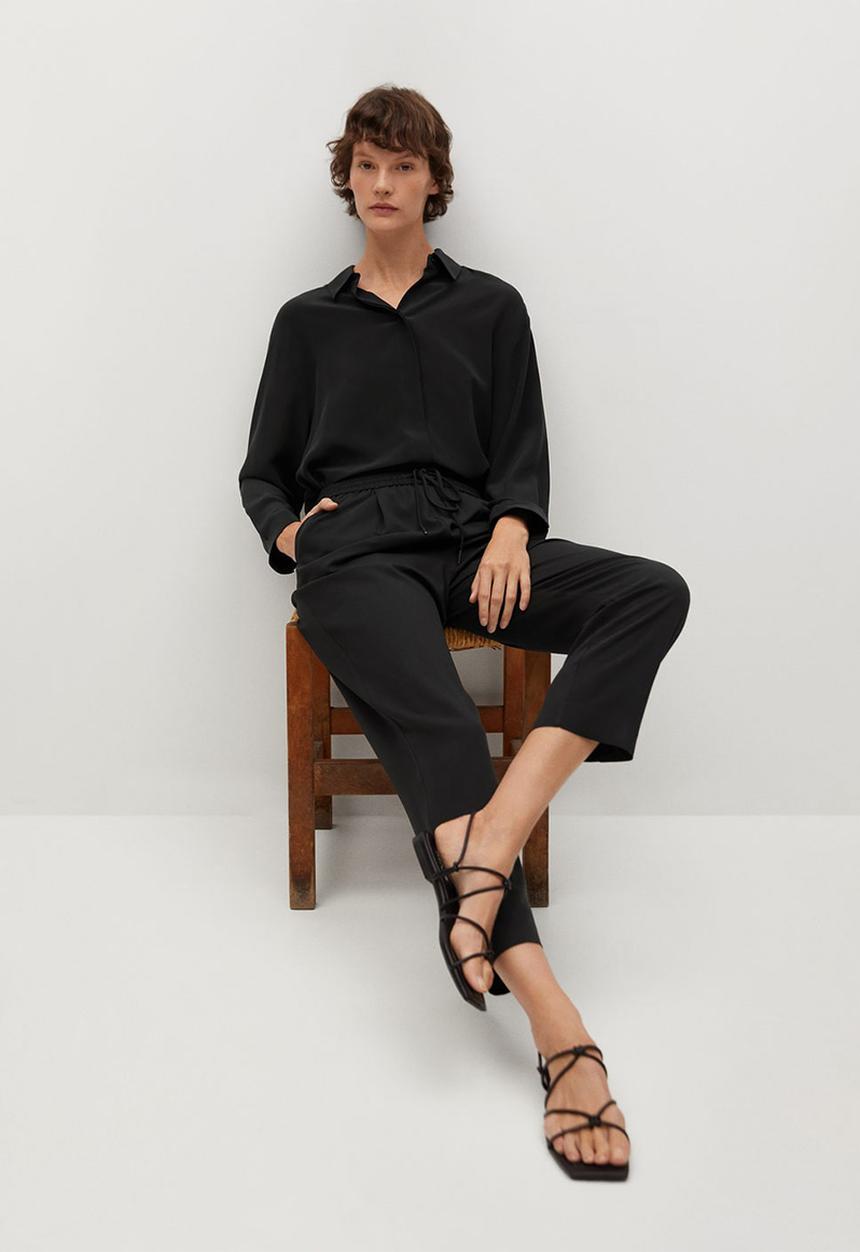 MANGO - Trousers fluido - black