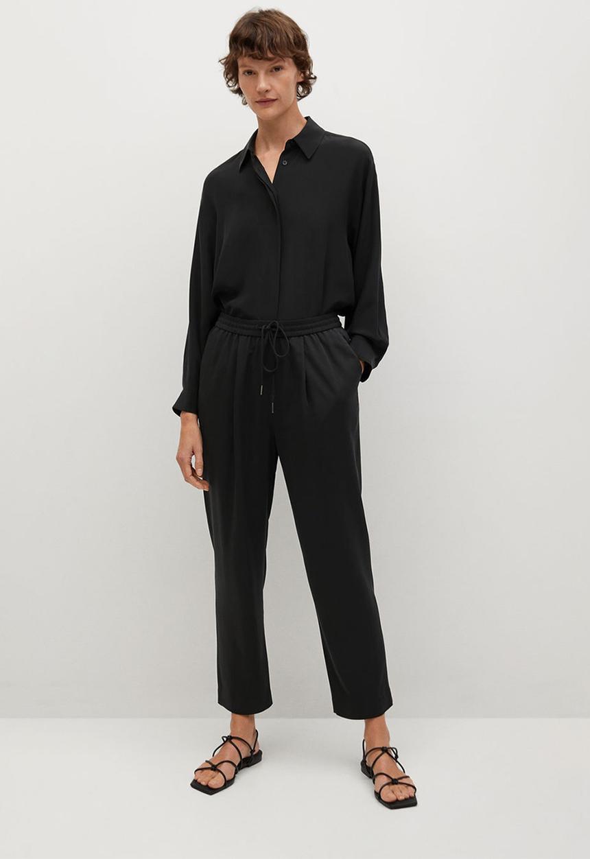 MANGO - Trousers fluido - black