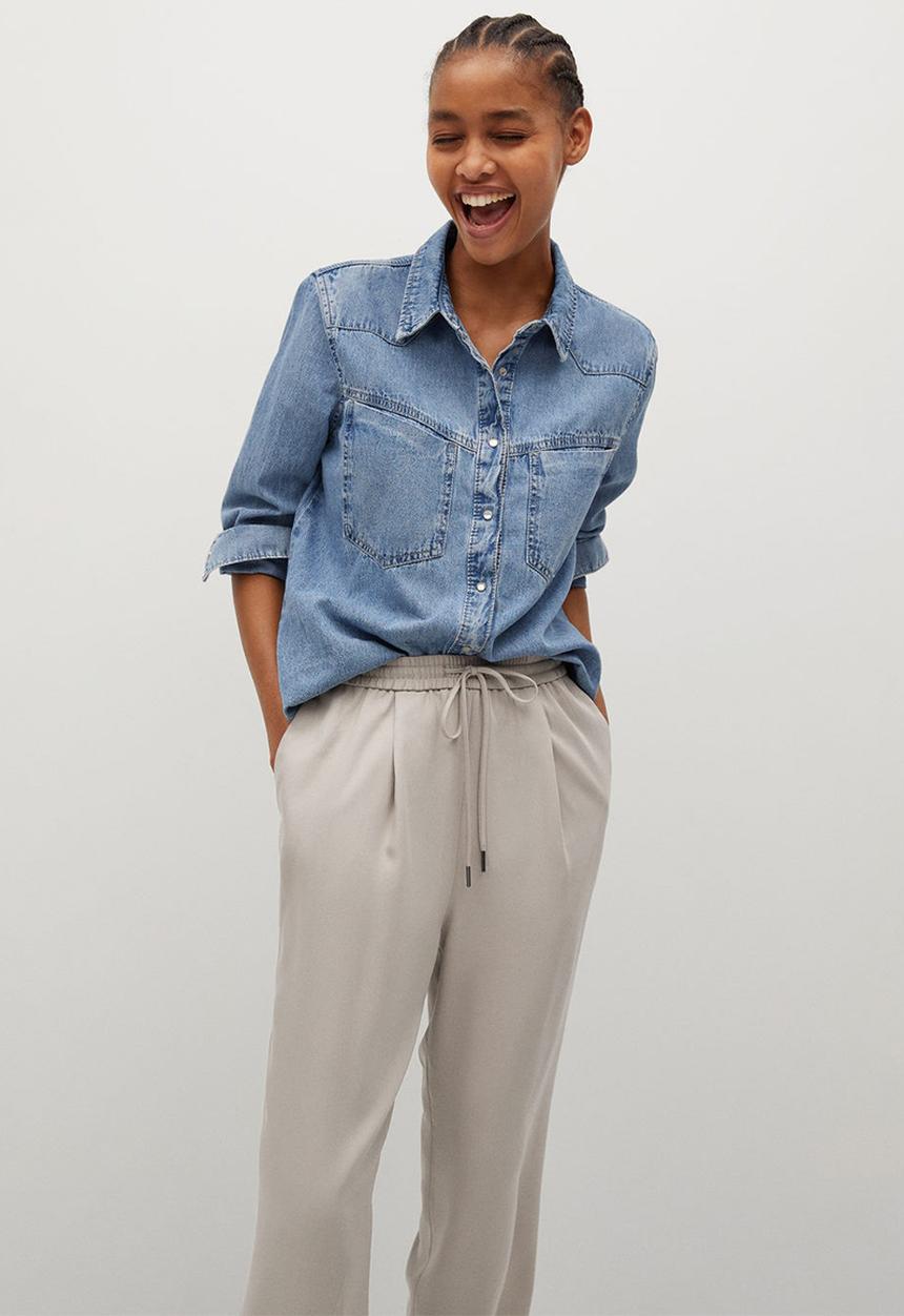 MANGO - Trousers fluido - natural