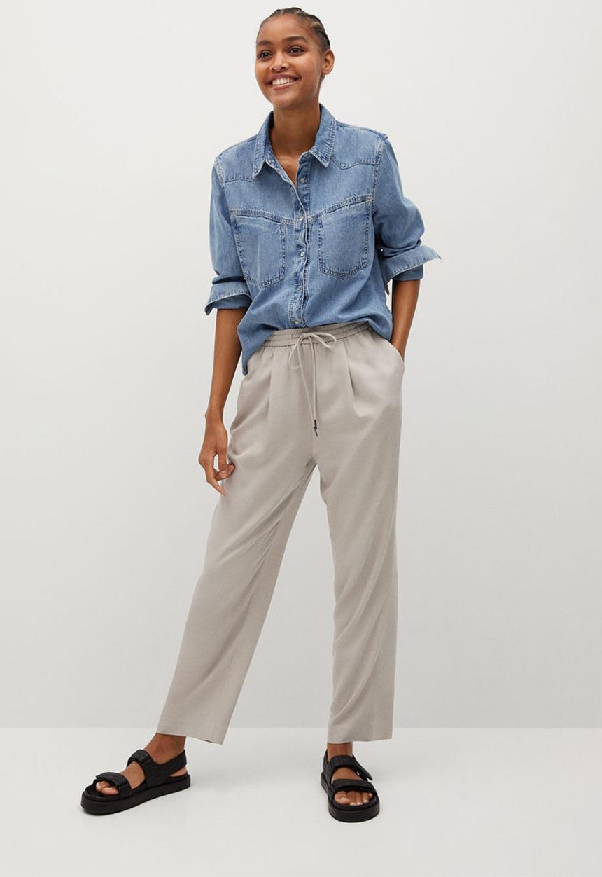 MANGO - Trousers fluido - natural