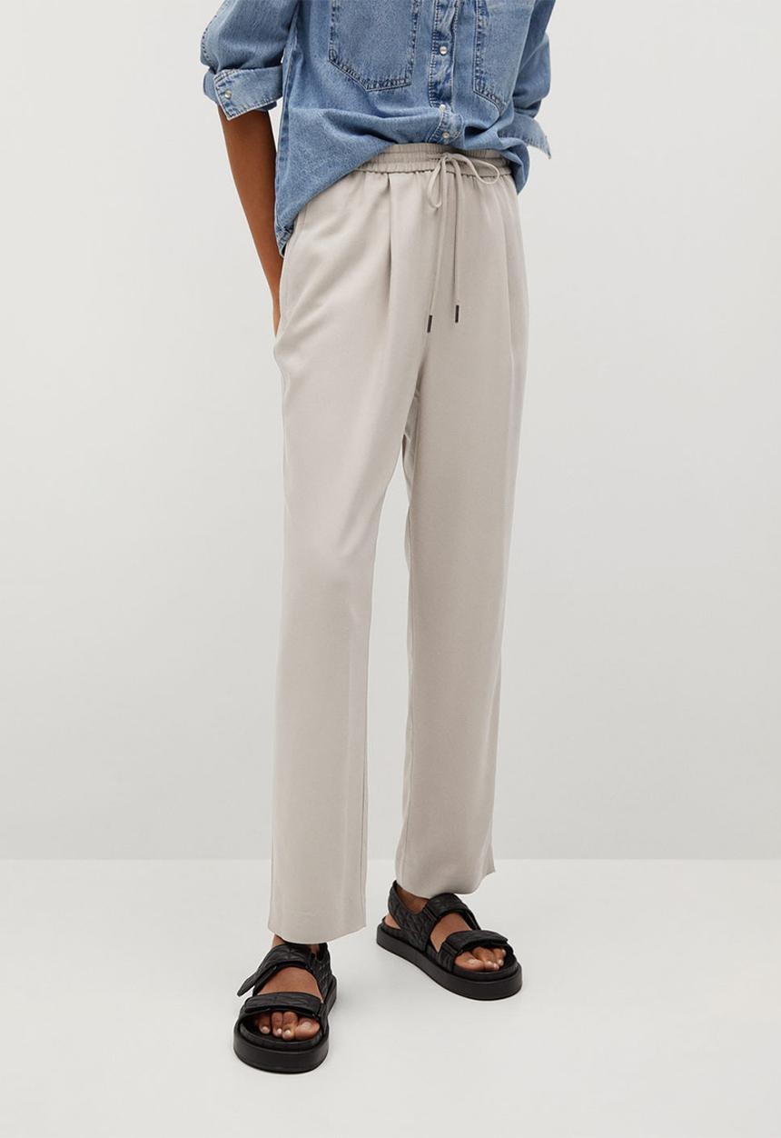 MANGO - Trousers fluido - natural