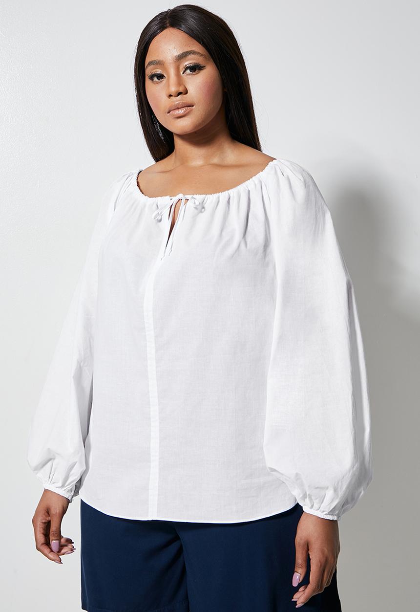 Superbalist - Femme tie front blouse - white