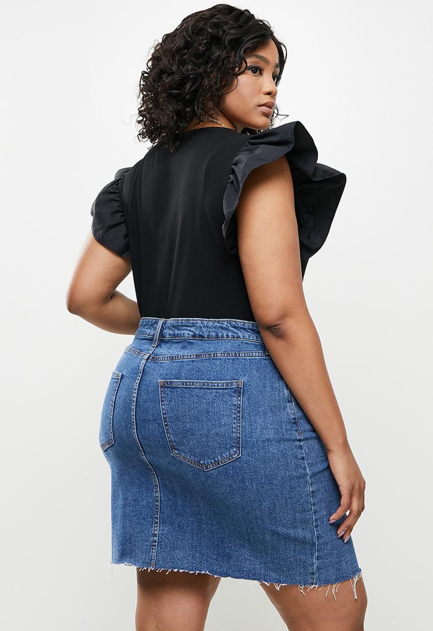 Blake - Ruffle sleeve body suit - black