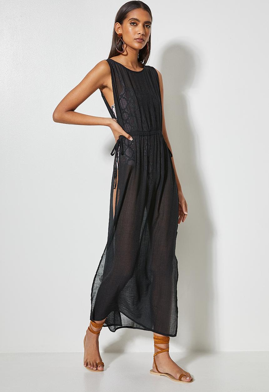 Superbalist - High slit cover up - black