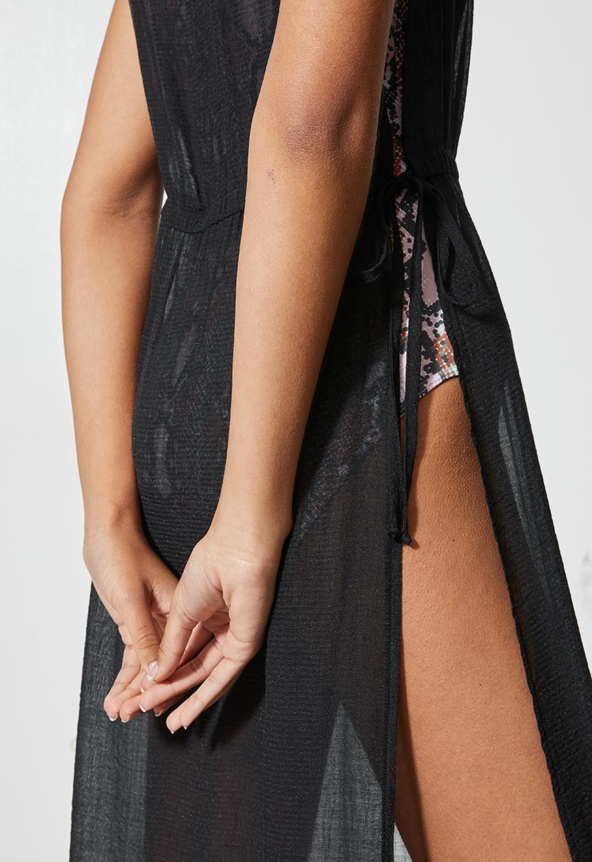 Superbalist - High slit cover up - black