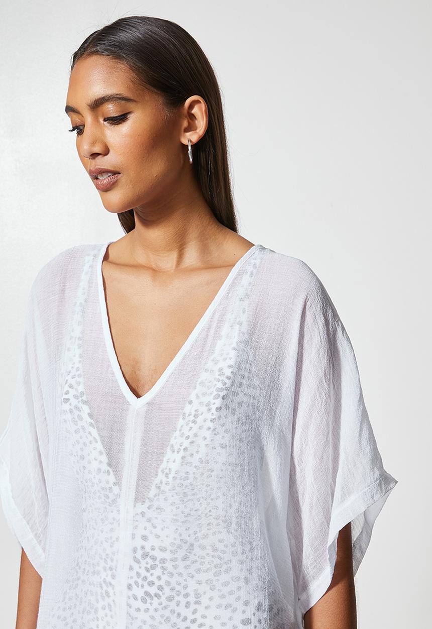 Superbalist - Low v-neck cover up - white