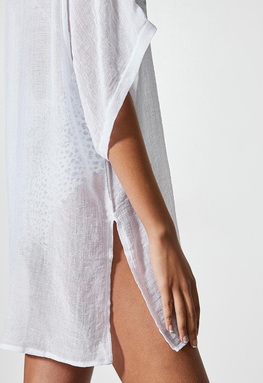 Superbalist - Low v-neck cover up - white
