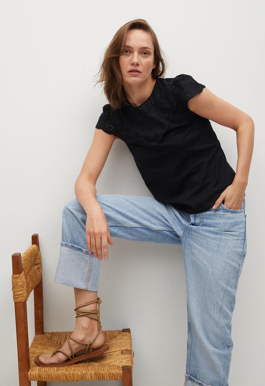 MANGO - T-shirt lorena - black