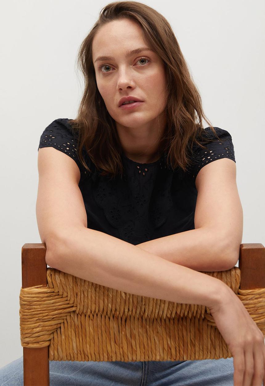 MANGO - T-shirt lorena - black