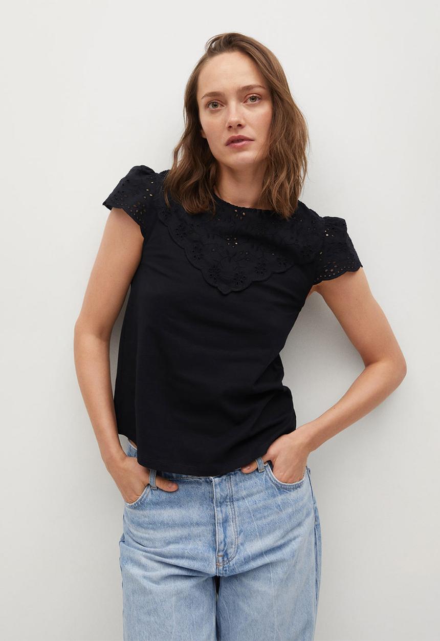 MANGO - T-shirt lorena - black